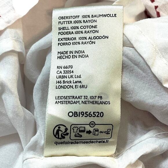 Maeve Flutter-Sleeve Babydoll Mini Dress Size Medium Red White Lace Floral - Picture 11 of 11